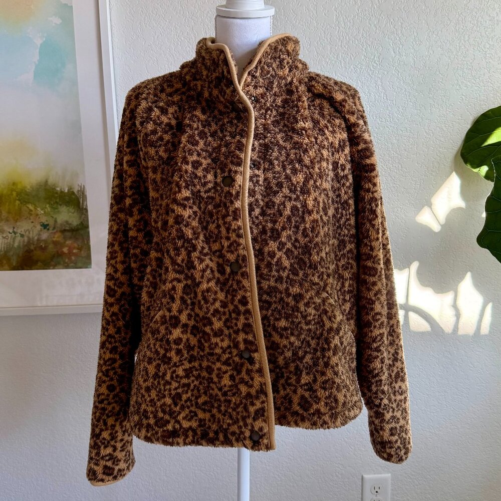 Lucky Brand Cheetah Print Fleece Faux Fur Jacket, BRAND NEW WITH TAGS, Size L